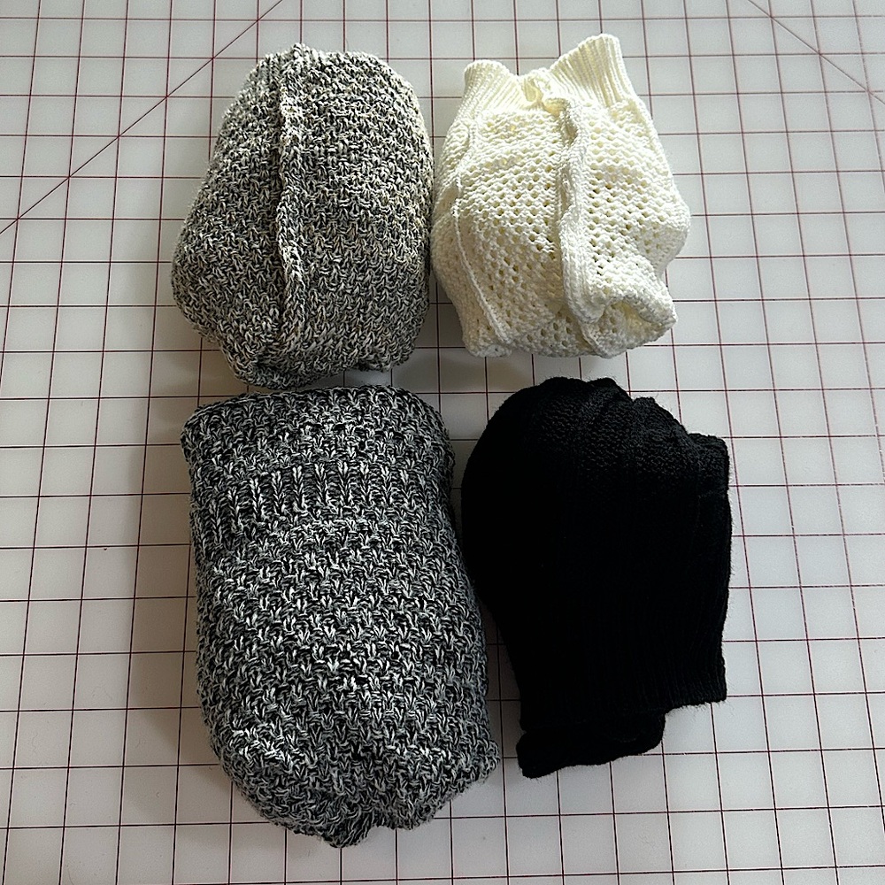 4 pairs of comfy and cute knit leg warmers cream black gray tan